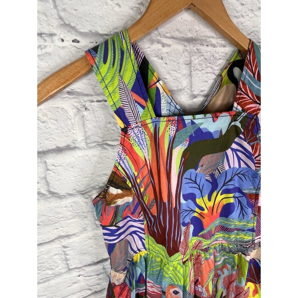 ORANE SIGEL X ANTHROPOLOGIE Women's Bright Tropical Cross Back Sleeveless Dress - Picture 2 of 6